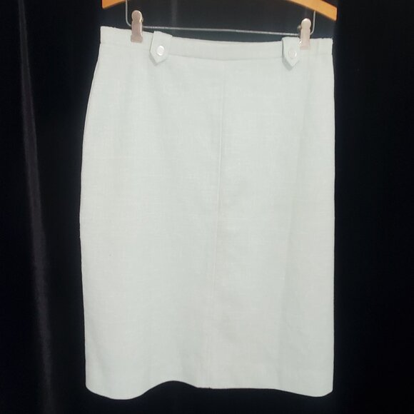 Vintage 1970's Devon ILGWU Pistachio Green Pencil Skirt Size 12 Lustrous Buttons - Picture 1 of 10